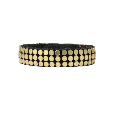bracciale cuoio con borchie oro