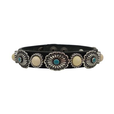 bracciale in pelle borchiato avorio