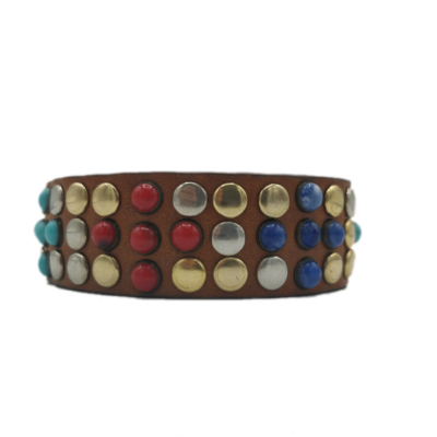 polsino in pelle marrine pietre cabochon